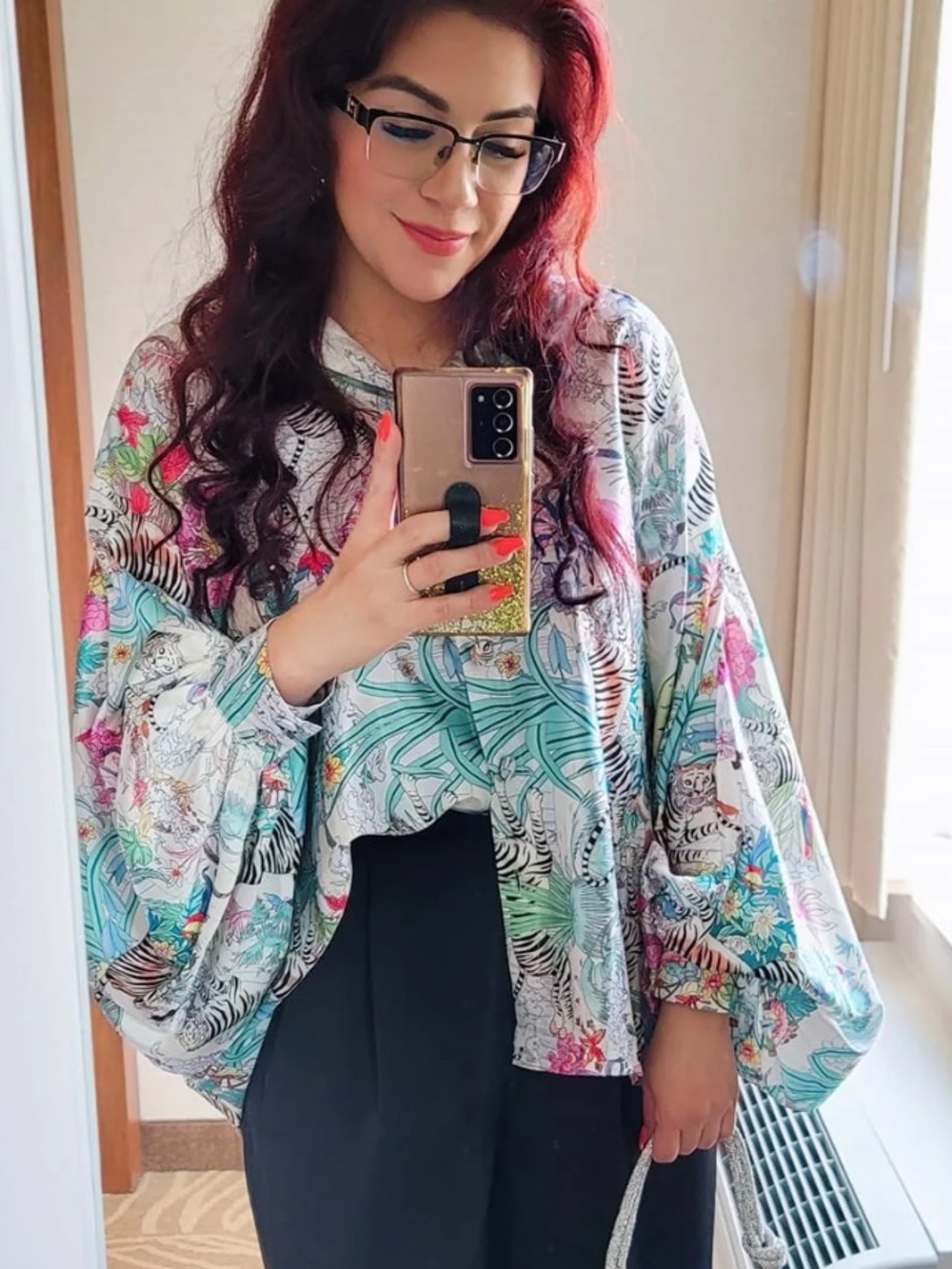 Beulah Multicolor Tropical Print Button-Up blouse